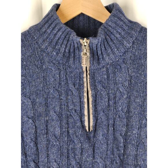 DANIELE BLASI MEN'S BLUE 1/4 ZIP SWEATER LUXURIOUS WOOL BLEND SIZE LARGE ITALY - Picture 3 of 10